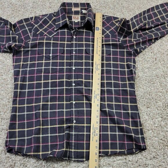Ely Cattleman Shirt Mens 16/32 Button Up Plaid Multicolor Long Sleeve - Picture 4 of 7